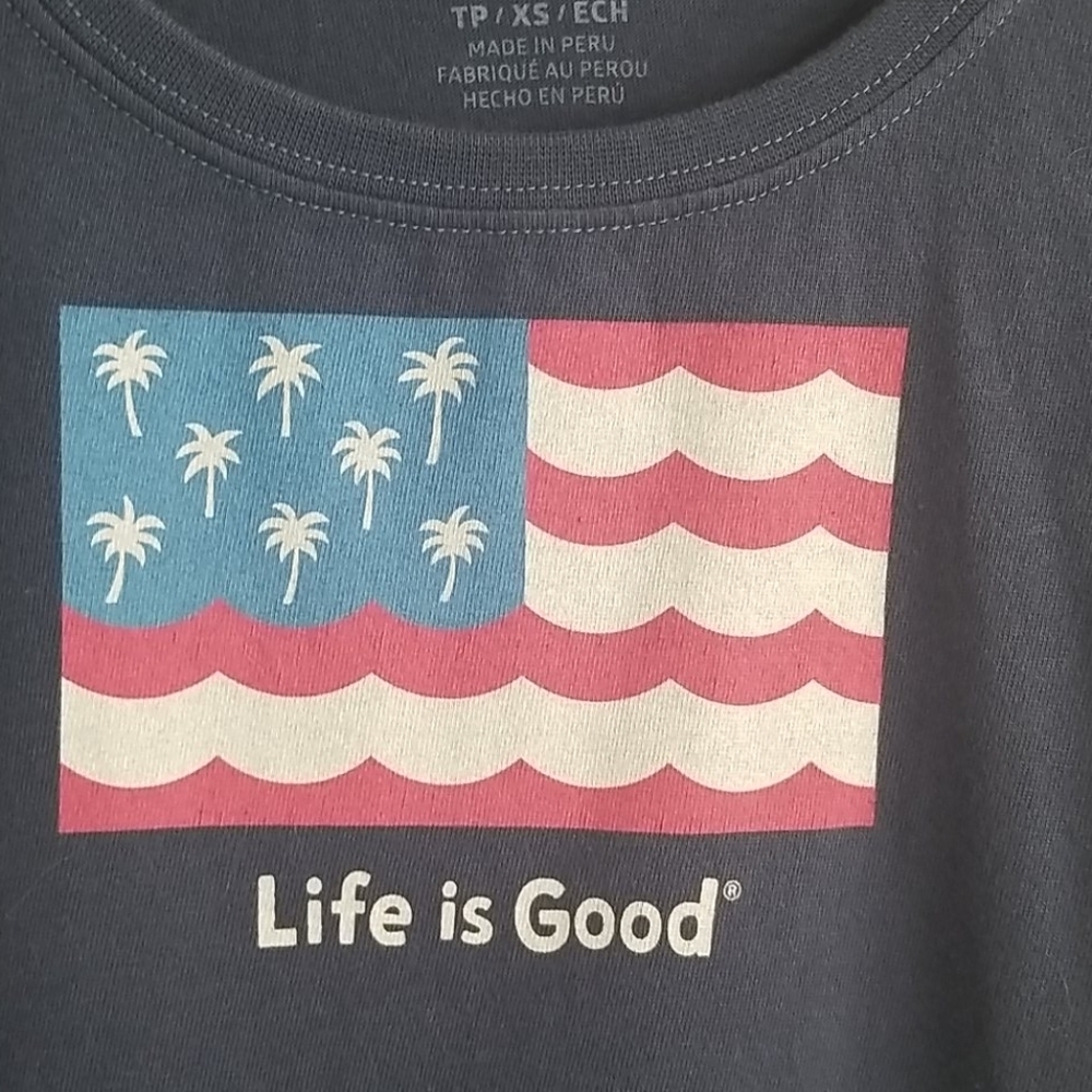 Life Is Good Patriotic USA Flag Crusher Tee XS - Picture 3 of 8